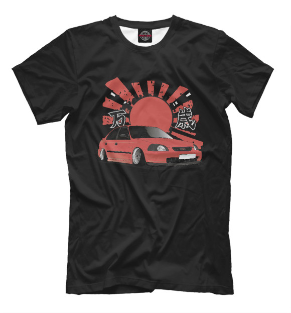 Мужская футболка с изображением Red Civic цвета Черный