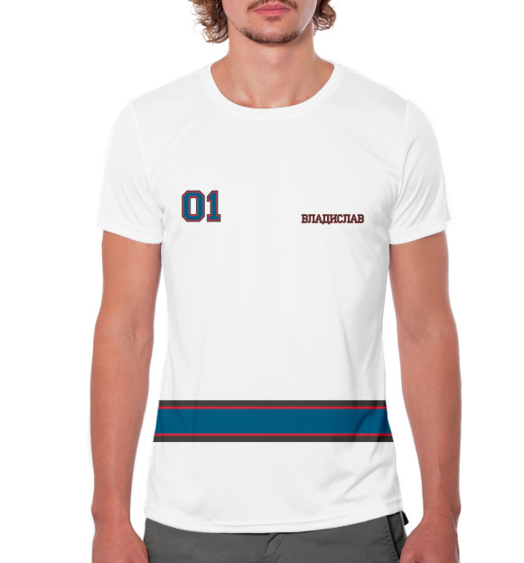 Мужская футболка с изображением Хоккеист Владислав цвета Белый