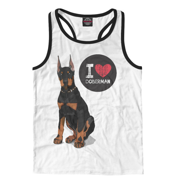 Мужская майка-борцовка с изображением Я люблю Добермана цвета Белый
