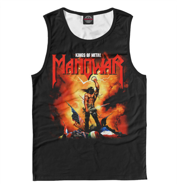 Майка для мальчика с притом Manowar цвета Белый Майка для мальчика с изображением Manowar цвета Белый