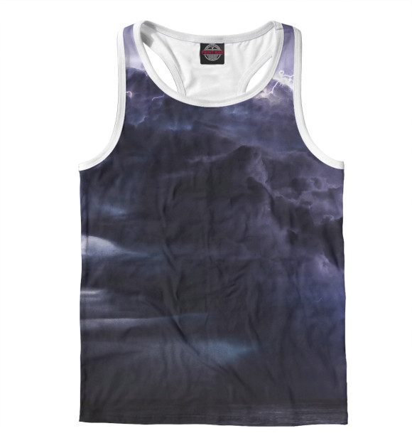 Мужская майка-борцовка с изображением Гроза цвета Белый