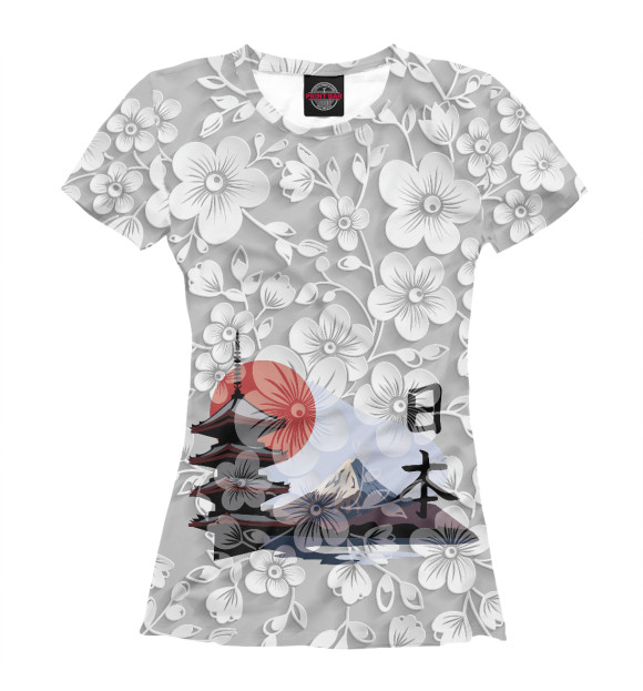 Женская футболка с изображением Сакура цвета Белый