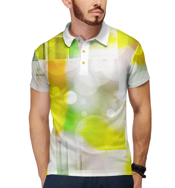 Мужское поло с притом Абстракция цвета Белый Мужское поло с изображением Абстракция цвета Белый