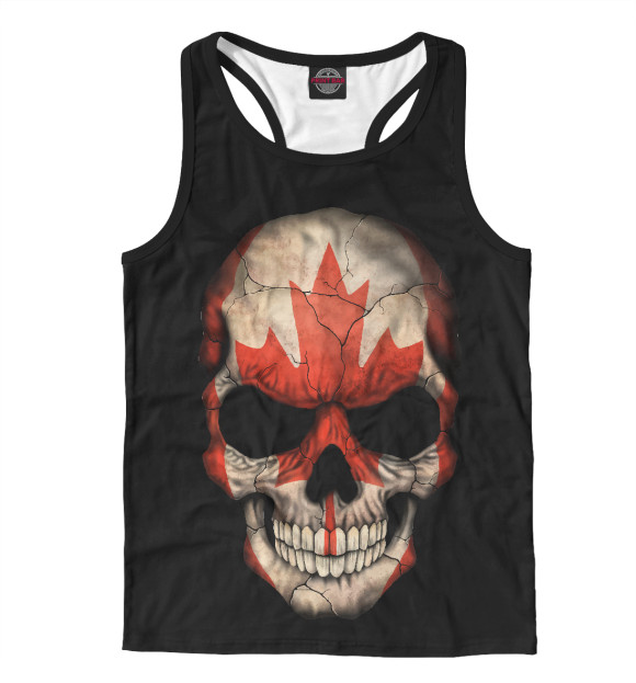 Мужская майка-борцовка с изображением Череп - Канада цвета Белый