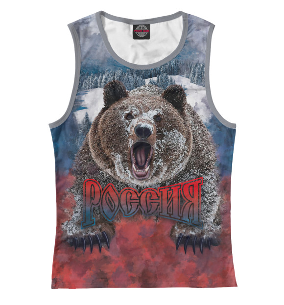 Майка для девочки с изображением Русский Медведь цвета Белый