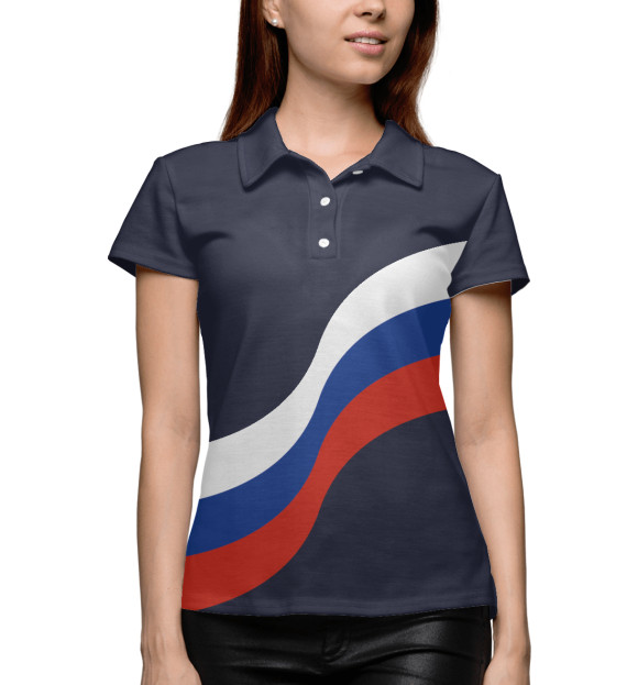 Женское поло с изображением Tricolour Line цвета Белый
