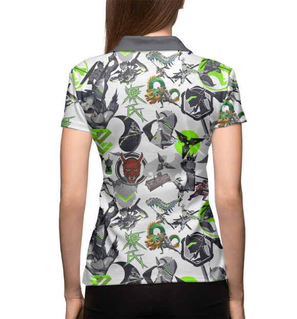 Женское поло с изображением Genji цвета Белый