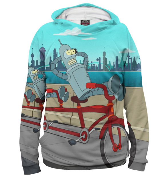 Мужское худи с изображением Бендер цвета Белый