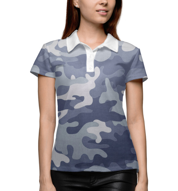 Женское поло с притом Камуфляж цвета Белый Женское поло с изображением Камуфляж цвета Белый