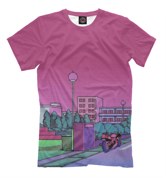 Футболка для мальчиков с изображением Улица пиксельарт цвета Темно-розовый