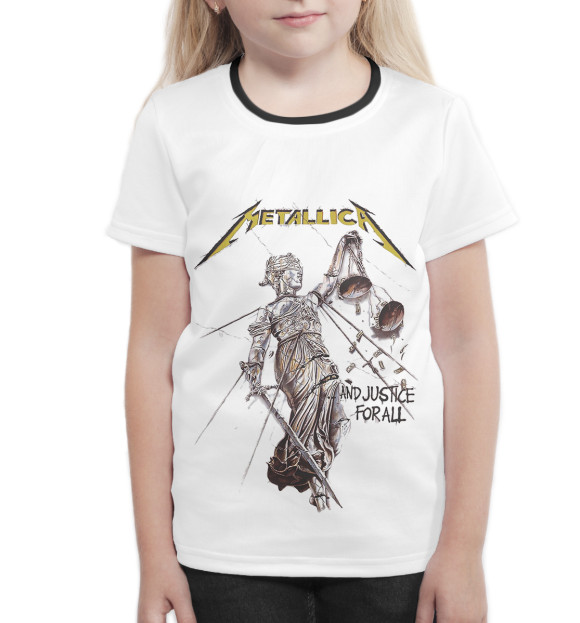 Футболка для девочек с изображением Metallica And Justice for All цвета Белый