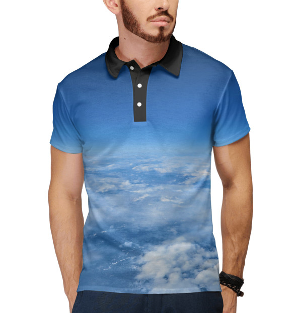 Мужское поло с притом Облака цвета Белый Мужское поло с изображением Облака цвета Белый