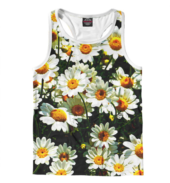 Мужская майка-борцовка с изображением Ромашки цвета Белый