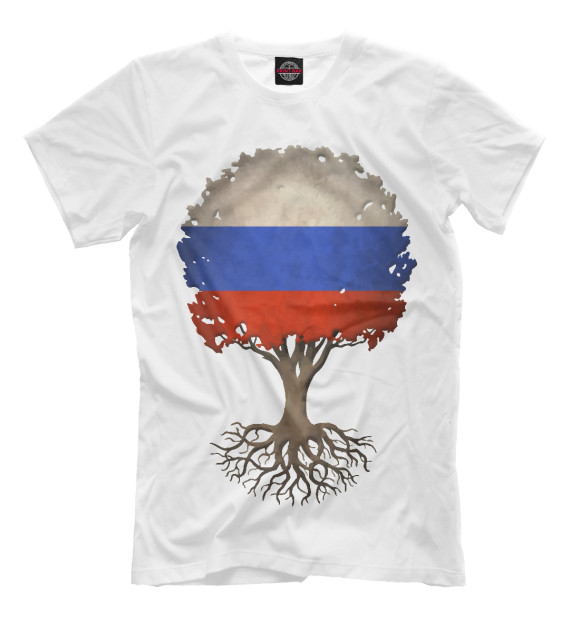 Мужская футболка с изображением Дерево России цвета Молочно-белый