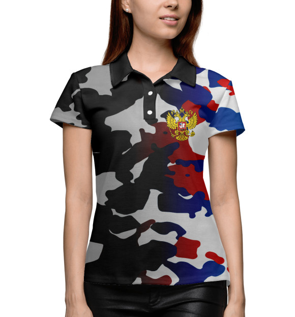 Женское поло с изображением Russia Camouflage цвета Белый