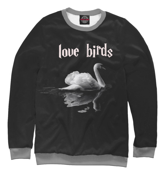 Мужской свитшот с изображением Лебедь цвета Белый