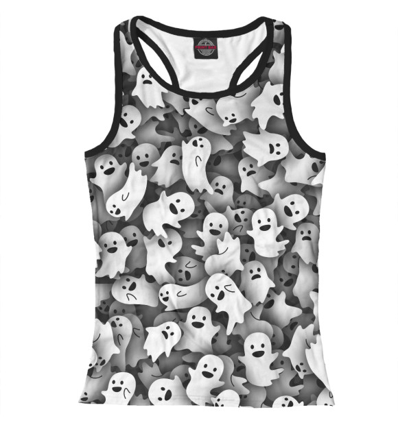 Женская майка-борцовка с изображением Веселые привидения цвета Белый