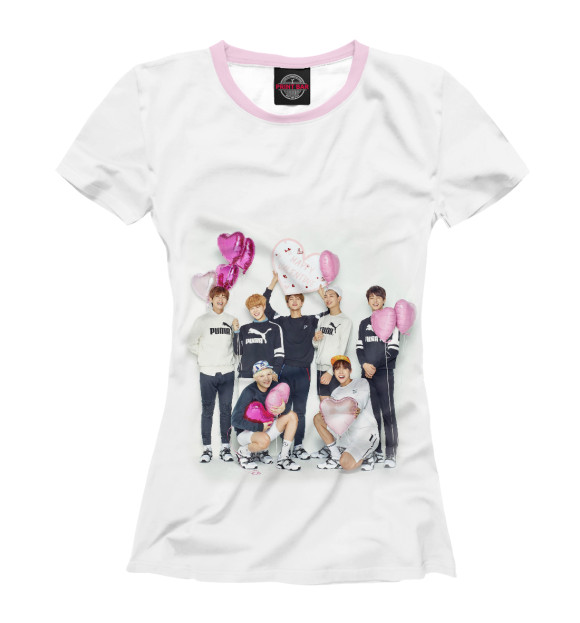 Женская футболка с изображением BTS цвета Белый