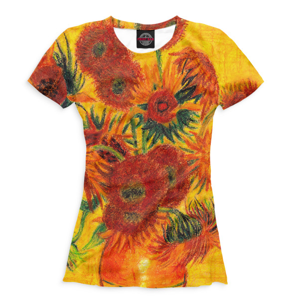 Женская футболка с изображением Подсолнухи цвета Белый