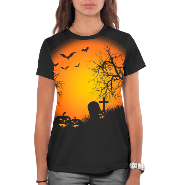 Женская футболка с изображением Halloween цвета Белый