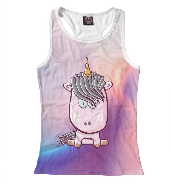 Женская майка-борцовка с изображением Единорог цвета Белый