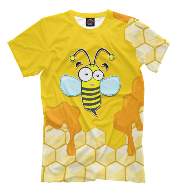 Мужская футболка с изображением Пчелка цвета Молочно-белый