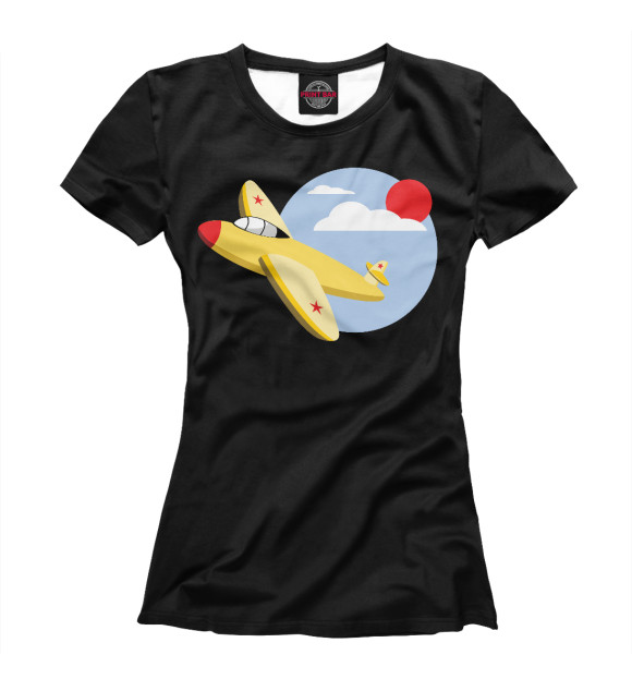 Женская футболка с изображением Самолет цвета Белый