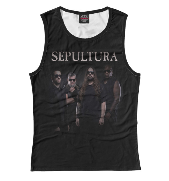 Майка для девочки с притом Sepultura цвета Белый Майка для девочки с изображением Sepultura цвета Белый