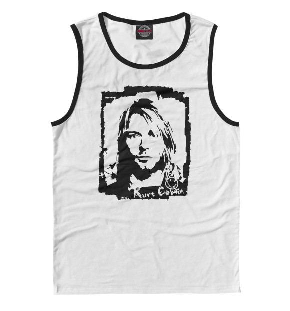 Мужская майка с притом Курт Кобейн цвета Белый Мужская майка с изображением Курт Кобейн цвета Белый
