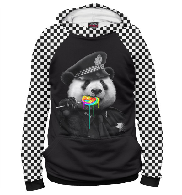 Худи для девочки с изображением Panda Cop цвета Белый
