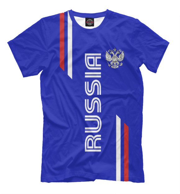 Мужская футболка с изображением Russia цвета Темно-синий