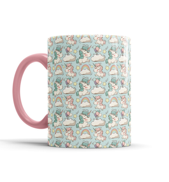 Кружка с изображением Flying Unihorns цвета розовый