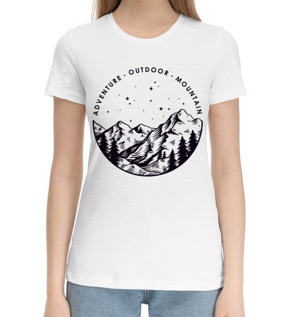 Женская хлопковая футболка с изображением Adventure цвета Белый