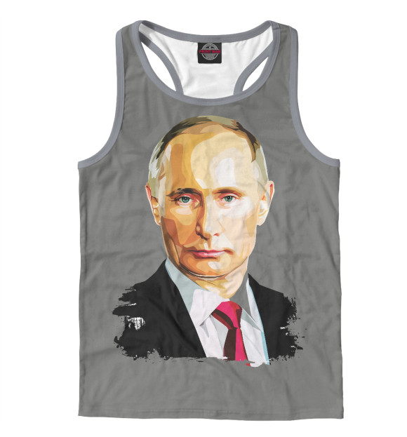 Мужская майка-борцовка с изображением Путин В.В. цвета Белый