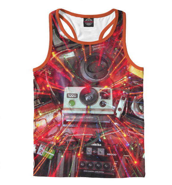 Мужская майка-борцовка с изображением Фото-видео цвета Белый