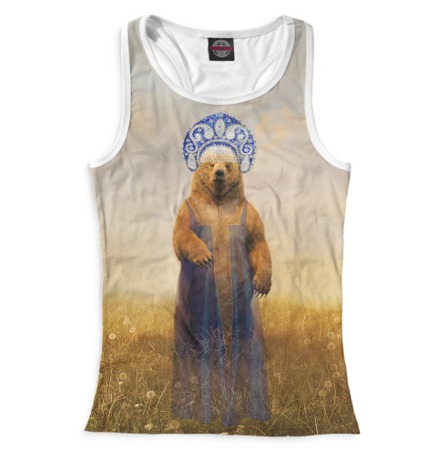 

Майки борцовки Print Bar, Белый, Медведица в сарафане