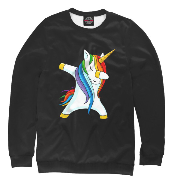 Мужской свитшот с изображением Dabbing Unicorn цвета Белый