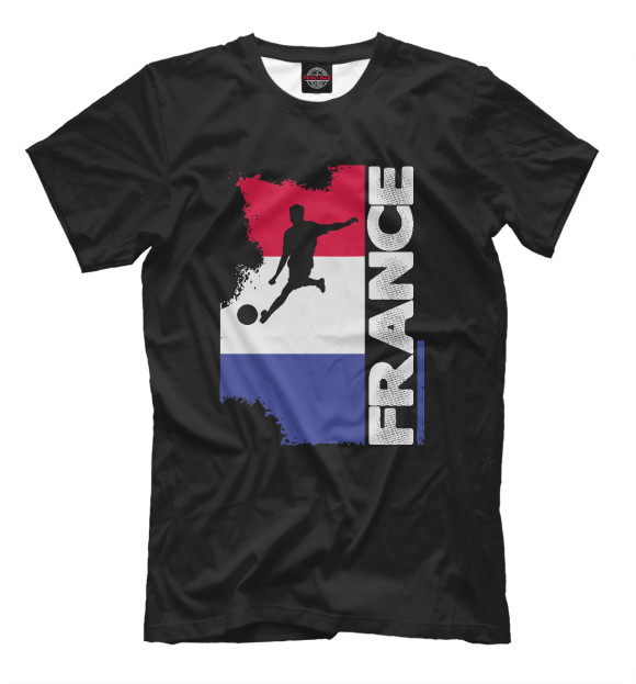 Мужская футболка с изображением Франция цвета Черный