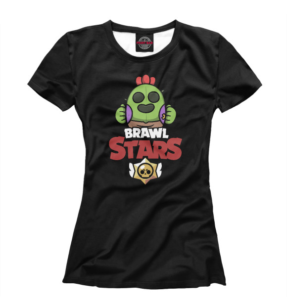 Футболка для девочек с изображением Brawl Stars - Spike цвета Белый