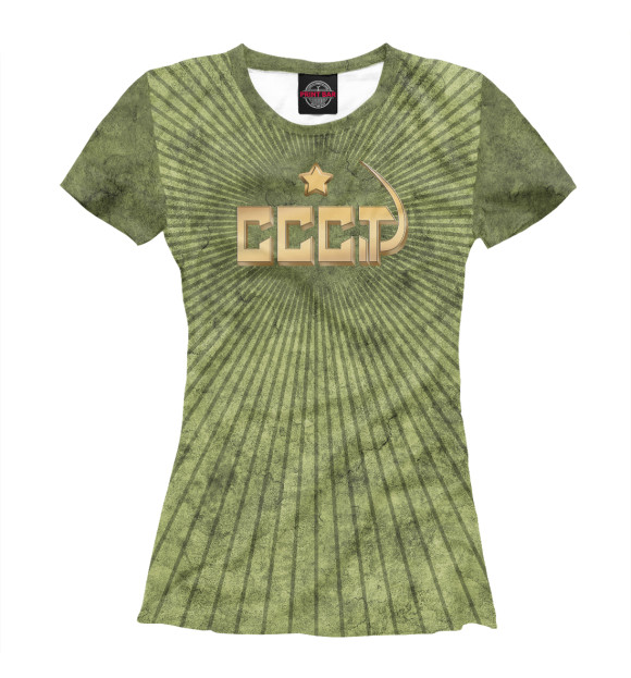 Футболка для девочек с изображением Символика СССР в цвете хаки цвета Белый