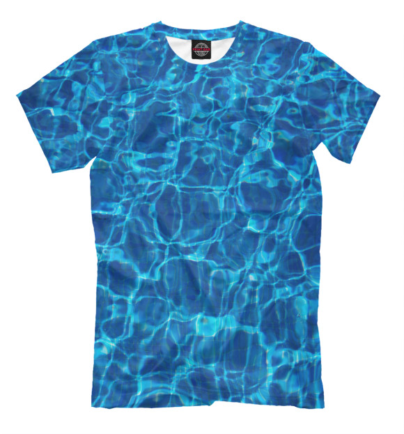 Мужская футболка с изображением WATER цвета Грязно-голубой