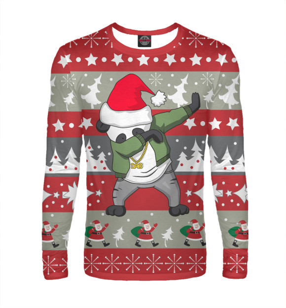 Мужской лонгслив с изображением Dab панда цвета Белый