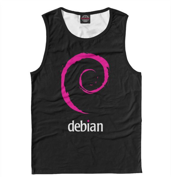 Мужская майка с изображением Debian Linux цвета Белый