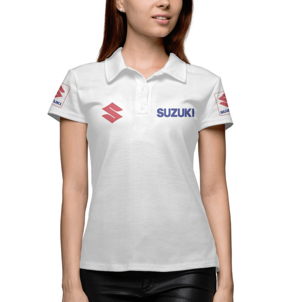Женское поло с изображением Suzuki цвета Белый