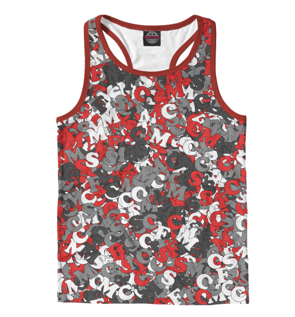 Мужская майка-борцовка с изображением Камуфляж с буквами F.C.S.M цвета Белый