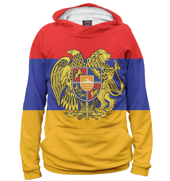 Мужское худи с изображением Армения цвета Белый