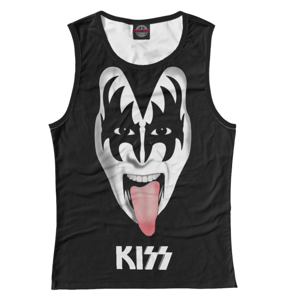 Женская майка с изображением Kiss цвета Белый