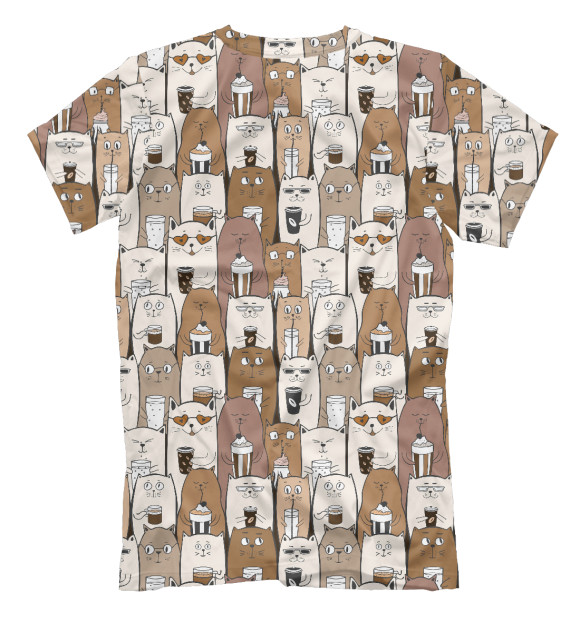 Мужская футболка с изображением Котики с кофе цвета Белый