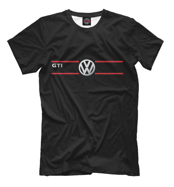 Мужская футболка с изображением Golf GTI цвета Черный