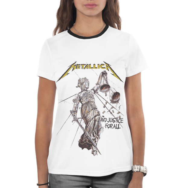 Женская футболка с изображением Metallica And Justice for All цвета Белый
